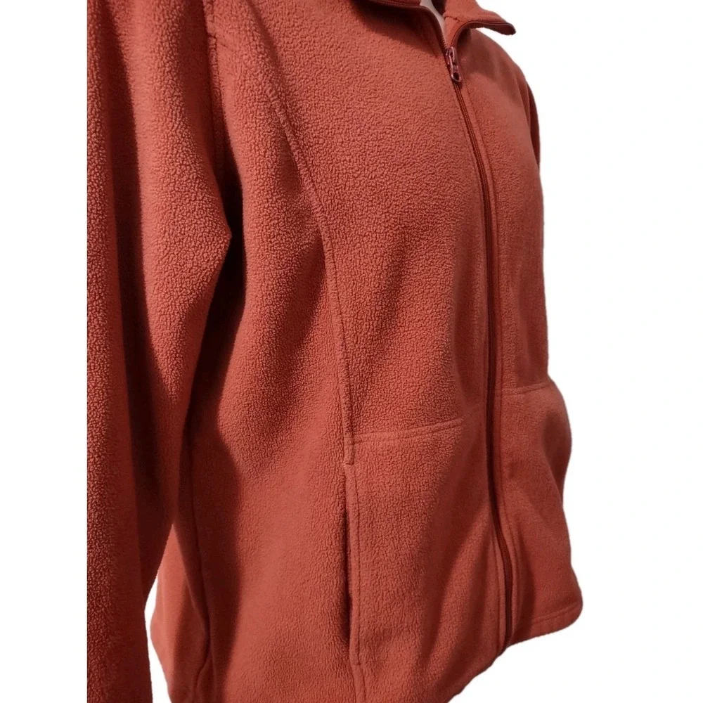 Cabelas Fleece Jacket 2XL Mens Gorp Cabin Core Orange Full Zip Mock Neck Coat